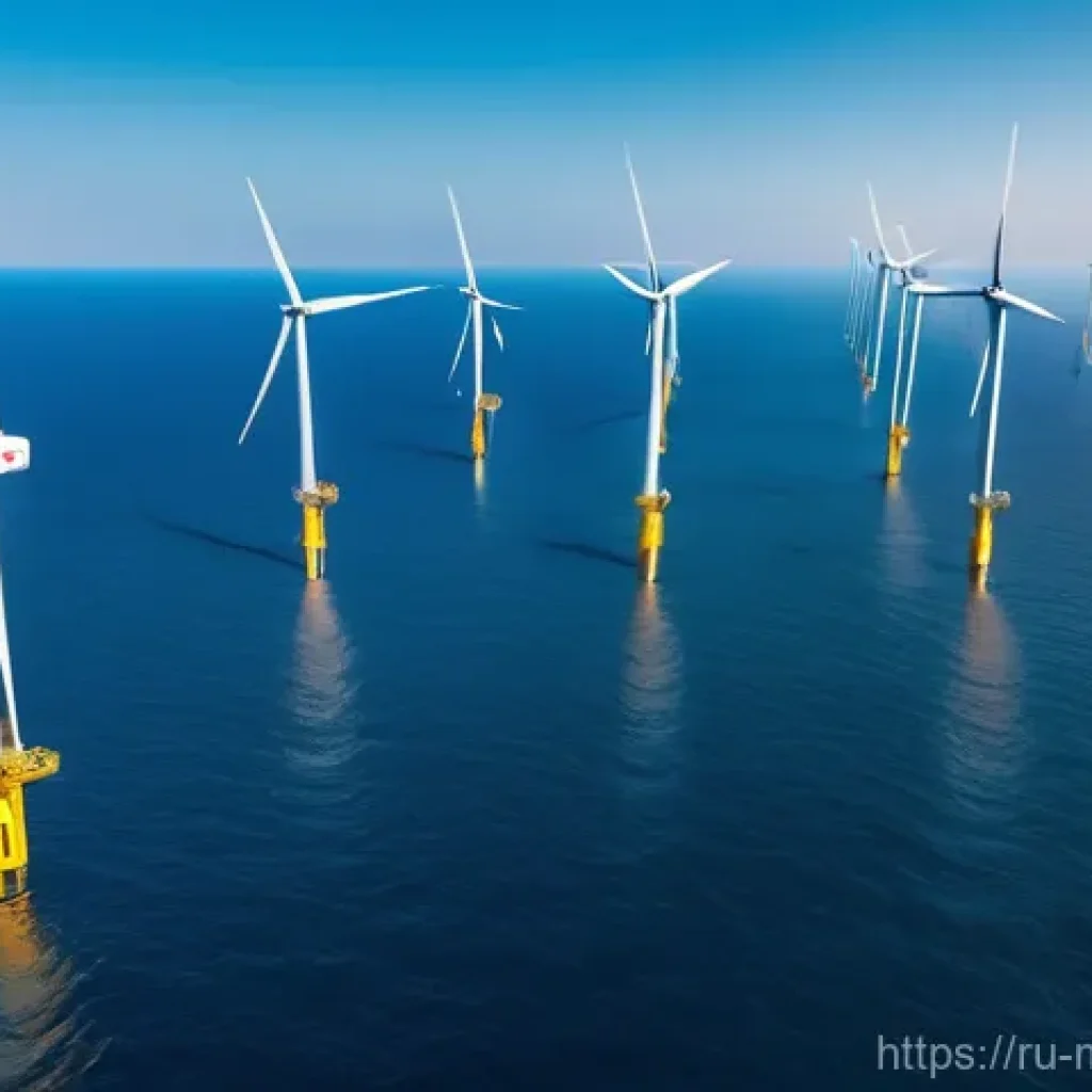 해양풍력 발전 산업 전망 - **Prompt: Futuristic Floating Offshore Wind and Green Hydrogen Hub**
    A breathtaking aerial view ...