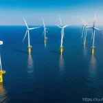 Home 16 해양풍력 발전 산업 전망 - **Prompt: Futuristic Floating Offshore Wind and Green Hydrogen Hub**
A breathtaking aerial view ...