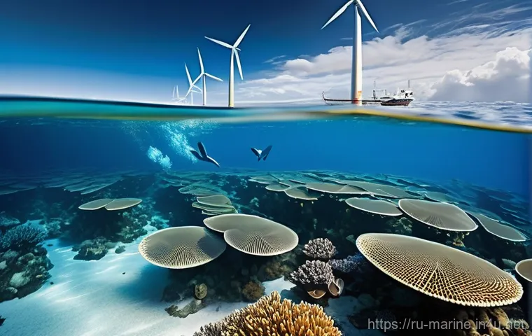 해양풍력 발전 산업 전망 - **Prompt: Global Offshore Wind Construction - A Symphony of Scale and Progress**
    A dynamic, wide...