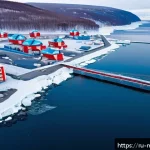Home 19 해양에너지 관련 기술 - A detailed aerial view of a modern Russian coastal town in Murmansk region featuring advanced tidal ...